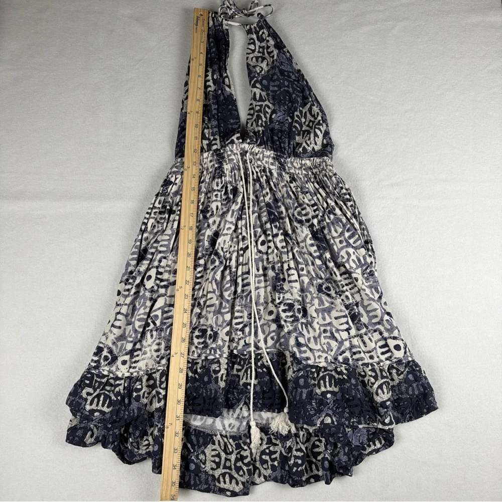 Free People‎ Womens Beach Day Halter Mini Dress Blue Large - Picture 4 of 10